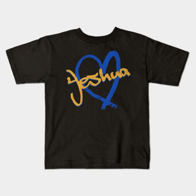 I Love Yeshua  Vintage 80's & 90' Blue and Dijon Kids T-Shirt by Family journey with God